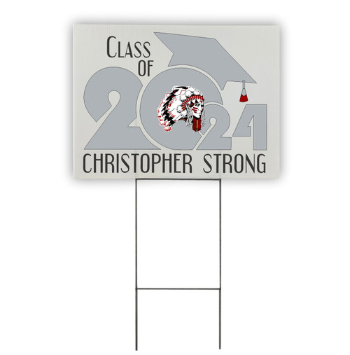 Personalized Graduation Yard Sign With First Name And Mascot With Metal Stake 18x24