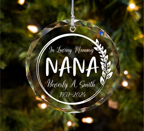 In Loving Memory Memorial Ornament Personalized 3 Inch Crystal Christmas Ornament With Gift Box