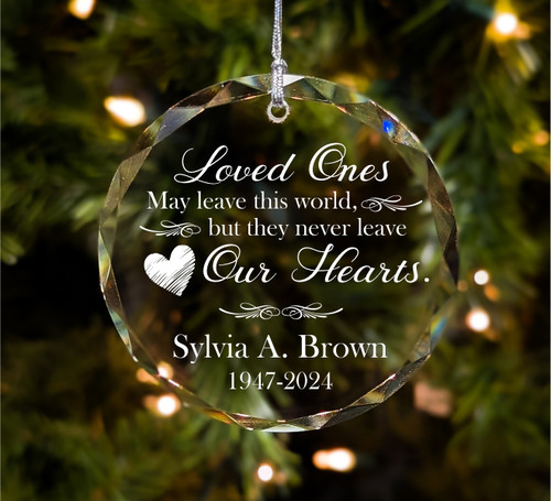Loved Ones Memorial Ornament Personalized 3 Inch Crystal Christmas Ornament With Gift Box