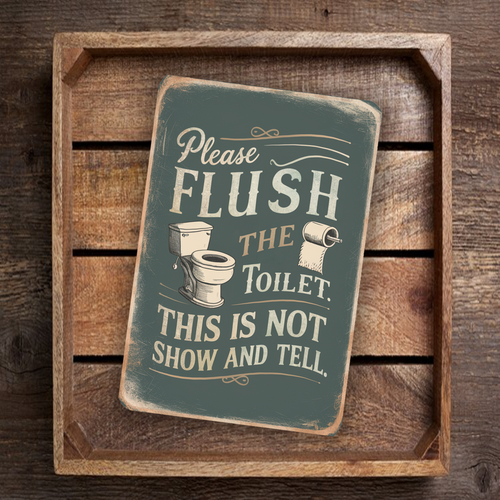 8x12 Funny Vintage-Style Bathroom Sign - 'Please Flush The Toilet' - Humorous Wall Decor