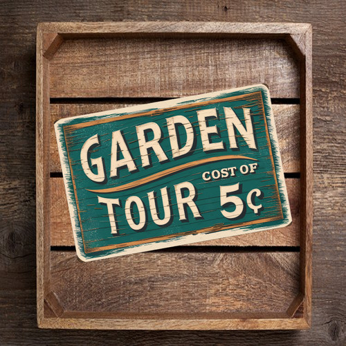 Vintage-Style "Garden Tour" Metal Sign - Rustic Green Decor With Bold White Letters, 8"x 12"
