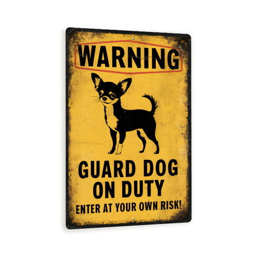 Funny Chihuahua Guard Dog Warning Sign – Vintage-Style Pet Humor Sign For Home Or Yard – Enter At Your Own Risk Dog Decor 8x12