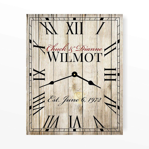 Personalized Rustic Rectangle Clock 12x15 or 16x20