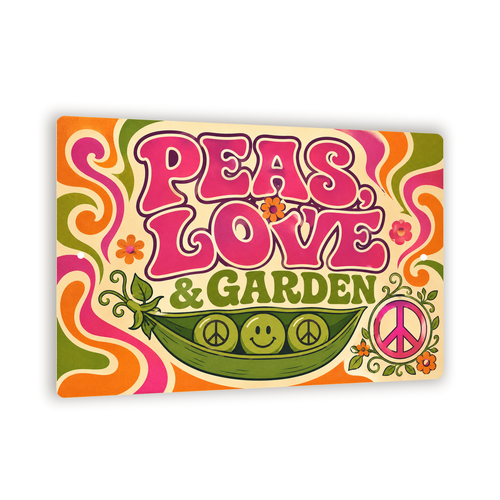 Peas, Love, and Garden Sign, Garden Wall Decor, 8x12 Metal