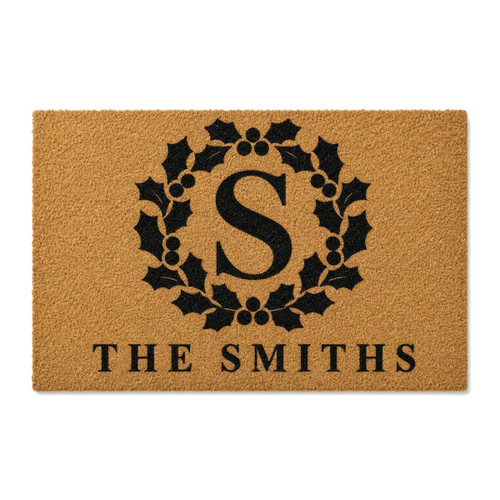 Holly Monogram personalized coir doormat