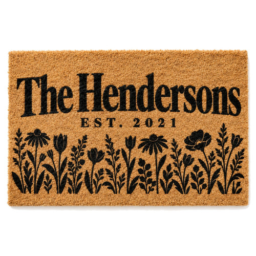 Wildflower Meadow personalized coir doormat