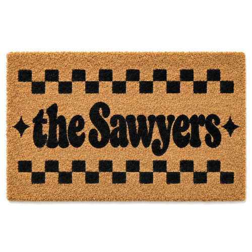 Checkerboard Retro personalized coir doormat