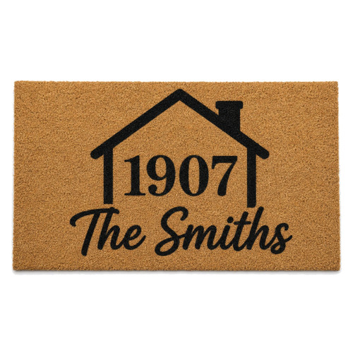House Outline Number personalized coir doormat