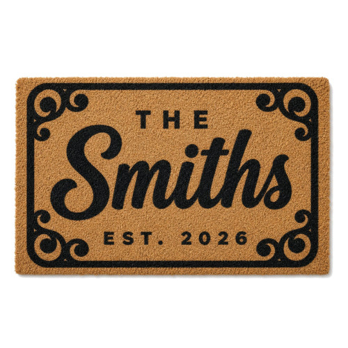 Flourish Frame personalized coir doormat