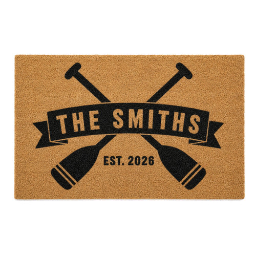 Crossed Paddles personalized coir doormat