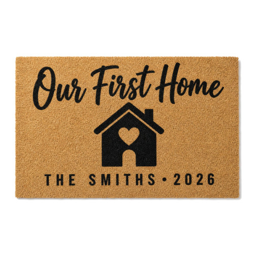 Our First Home personalized coir doormat