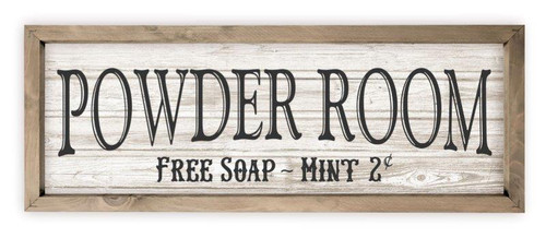 Powder Room Rustic Wood Wall Sign
