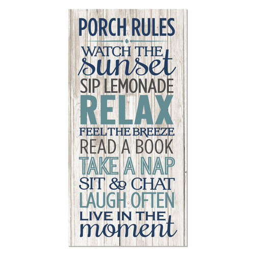 Porch Rules Rustic Wood Wall Sign