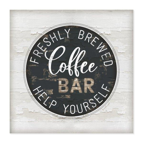 Freshly Brewed Coffee Bar Wood Wall Sign