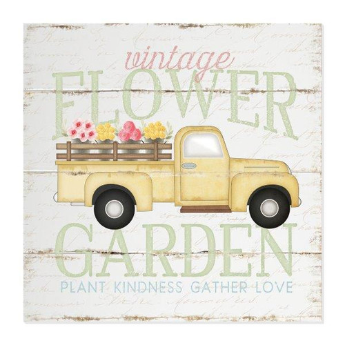 Vintage Flower Garden Rustic Wood Wall Sign