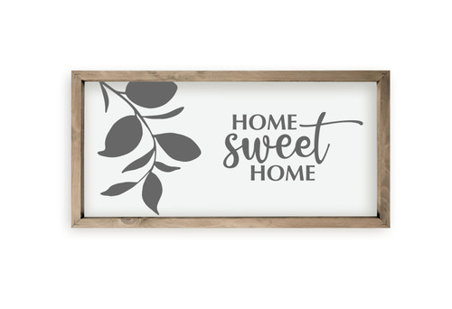 Home Sweet Home Flower Framed Wood Farmhouse Wall Sign
