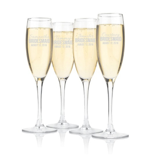 Personalized Engraved Champagne Toasting Flutes (Sold Individually)
