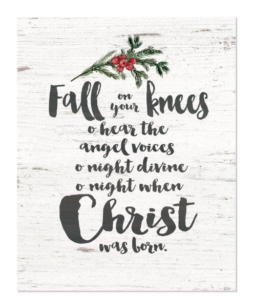 Fall On Your Knees O Holy Night Rustic Wood Wall Sign