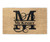Personalized coir doormat, split letter monogram design - design close-up