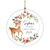 Personalized Baby's First Christmas Deer With Geometric Wreath 3 Inch Ceramic Christmas Ornament With Gift Box