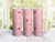 20oz Skinny Tumbler Valentines Day Pink With Red And White Hearts - Stainless Steel Double Wall Insulated Cup With Lid And Straw