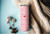 20oz Skinny Tumbler Valentines Day Pink With Red And White Hearts - Stainless Steel Double Wall Insulated Cup With Lid And Straw