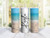 20oz Skinny Tumbler Personalized Sand And Water Beach Design - Stainless Steel Double Wall Insulated Cup With Lid And Straw