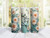 20oz Skinny Tumbler Personalized White And Peach Flowers With Green - Stainless Steel Double Wall Insulated Cup With Lid And Straw