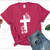 Cross And Floral Design Soft Cotton T-Shirt - Inspirational Tee For Faithful Living