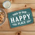 Vintage-Style Rectangular Sign - "This Is Our Happy Place" - Teal Background With Rustic Weathered Look, 8"x 12"