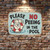 Vintage-Style "Please No Peeing In The Pool" Sign - Rustic Blue Background With Cheerful Cartoon 8x12