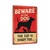 Vintage-Style "Beware Of The Dog - The Cat Is Shady Too" Metal Sign - Red Background With Black Silhouettes 8x12