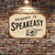 Vintage "Entrance To Speakeasy" Metal Sign – Rustic Wall Art With Ornate Text And Hand Illustration – 8"x 12" Distressed Decor