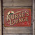 Nurse's Lounge Vintage Metal Sign – Red Rustic Wall Decor With Nurse Cap And Heartbeat Line – Hospital Or Clinic Breakroom Sign 8x12