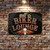 Biker Lounge Vintage Metal Sign – Motorcycle Wall Decor With Skull & Flames – Rustic Garage Or Man Cave Sign – 8"x 12" Metal Wall Art