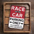 Race Car Parking Only Sign – 8x12 Vintage Metal Garage Decor, Funny Retro Racing Wall Art, Checkered Flag Auto Shop Humor Plaque