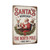Santa’s Workshop North Pole Sign – Vintage Metal Christmas Wall Decor With Santa & Reindeer, Rustic Holiday Wreath Design 8x12
