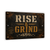 Rise & Grind Sign, Rugged Workshop Coffee Bar Wall Decor, 8x12 Metal