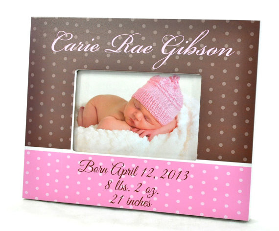 Newborn Baby Announcement Personalized Picture Frame (for boy or girl) For A 4x6 Photo