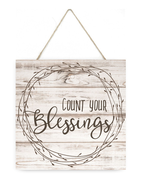 Count Your Blessings Wooden Plank Sign 7.5 x 7.5
