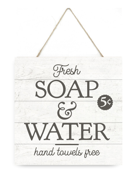 Fresh Soap And Water Wooden Plank Sign 7.5 x 7.5