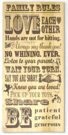 Family Rules Rustic Wood Sign 11x22
