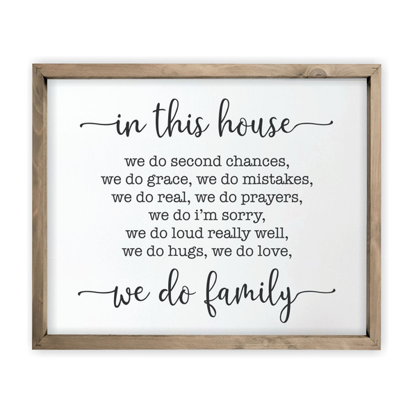 In This House We Do Second Chances Framed Rustic Wood Farmhouse Wall Sign
