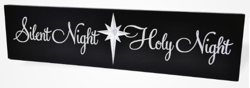 Silent Night Holy Night Carved Engraved Wood Sign 5x20