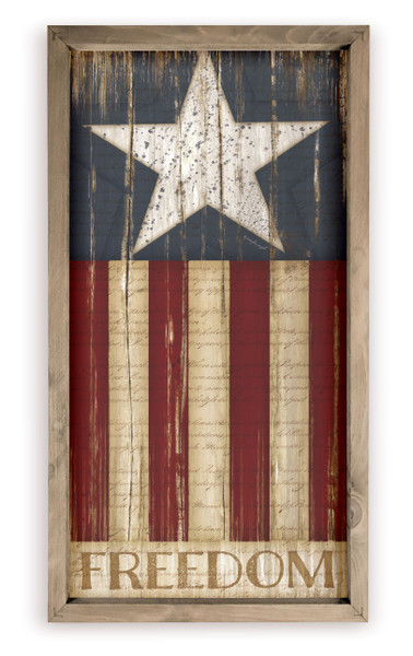 Freedom American Flag Rustic Wood Farmhouse Wall Sign