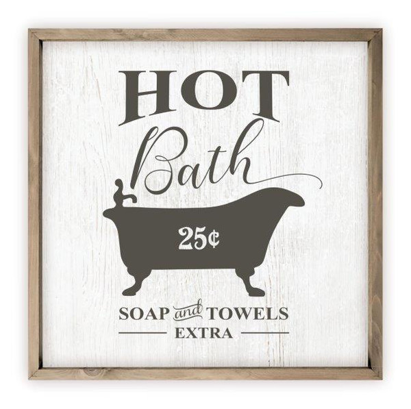 Hot Bath Soap And Towels Extra Rustic Wood Farmhouse Wall Sign
