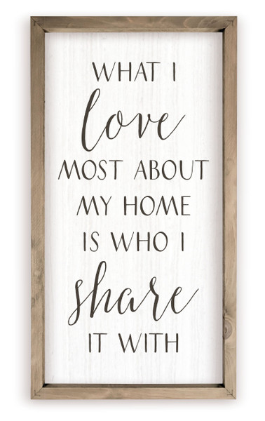 What I Love Most About My Home Rustic Wood Farmhouse Wall Sign
