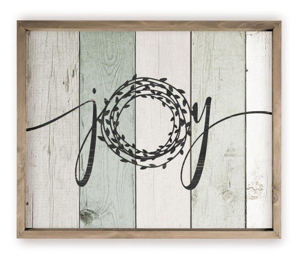 Joy Wreath Rustic Wood Farmhouse Wall Sign