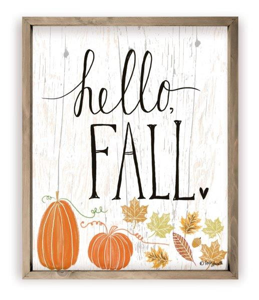 Hello Fall Rustic Wood Farmhouse Wall Sign