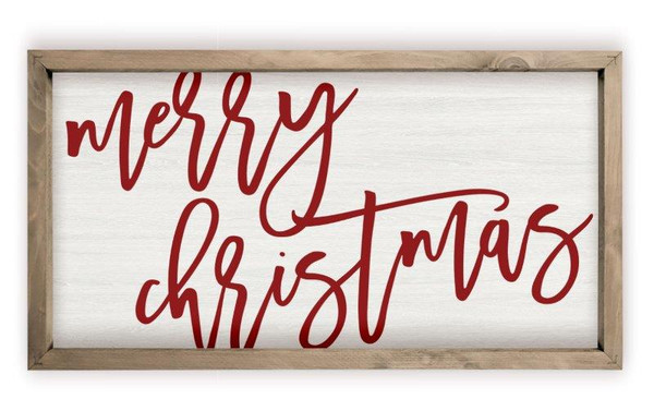 Merry Christmas Rustic Wood Farmhouse Wall Sign
